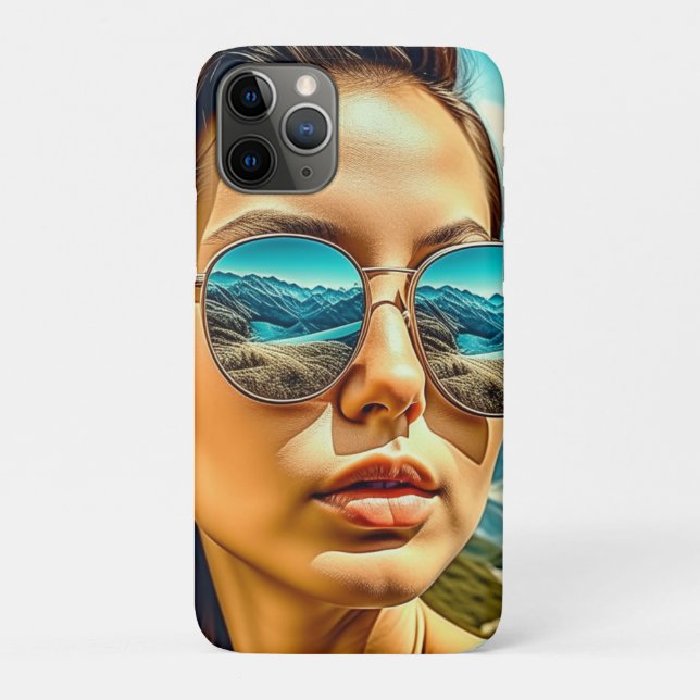 Beautiful Woman in Sunglasses Mountain Reflectoin Case-Mate iPhone Case (Back)