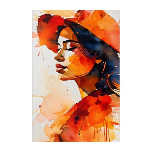 Beautiful Woman in Sunset Colors Acrylic Print