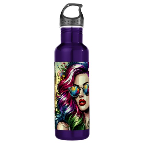 Beautiful Woman in the City Stainless Steel Water Bottle