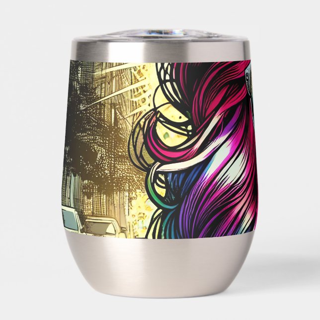 Beautiful Woman in the City Thermal Wine Tumbler (Front)