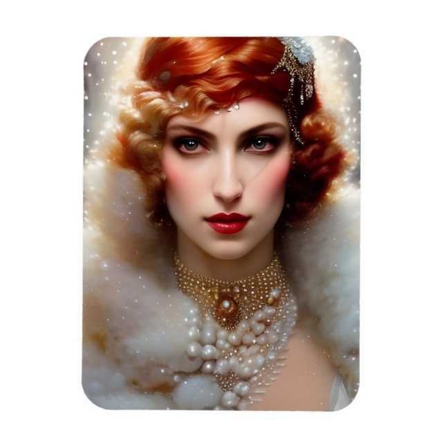 Beautiful Woman in White Magnet (Vertical)