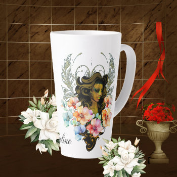 Beautiful Woman Latte Mug by stylishdesign1 at Zazzle
