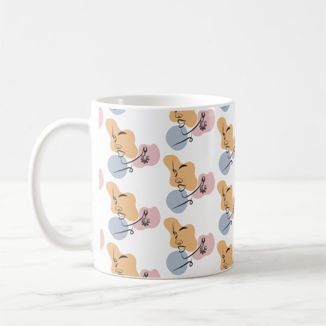 beautiful woman line art coffee mug (Left)