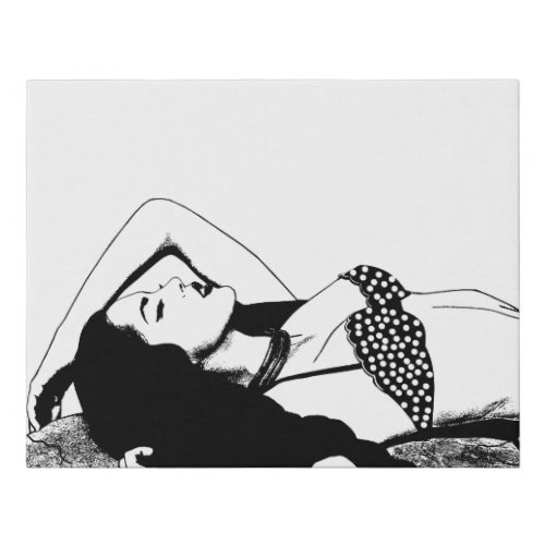 Beautiful Woman Lying On beach Original Art Faux Canvas Print
