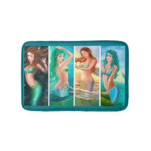 Beautiful Woman mermaids collage Bath Mat