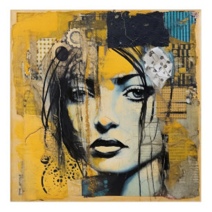 Beautiful Woman Mixed Media Art