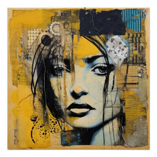 Beautiful Woman Mixed Media Art  Poster