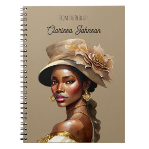 Beautiful Woman of Color in Vintage Hat Notebook