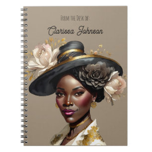 Beautiful Woman of Color in Vintage Hat Notebook