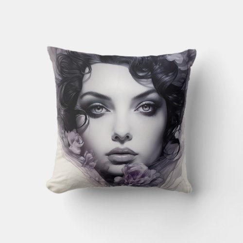 Beautiful Woman Portrait Throw Pillow