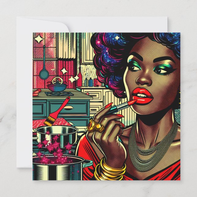 Beautiful Woman Putting on Lipstick (Front)