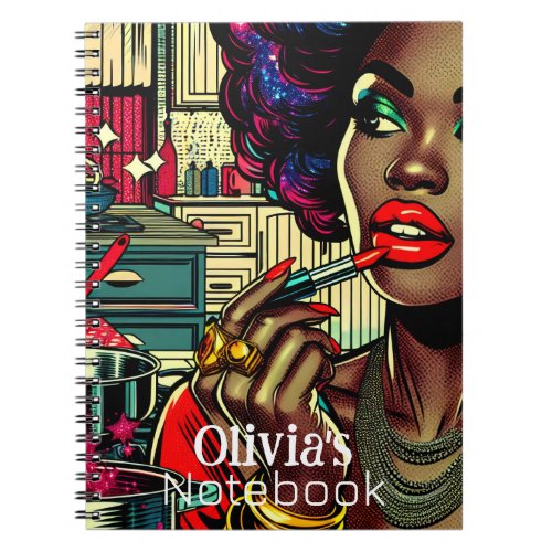 Beautiful Woman Putting on Lipstick Personalized Notebook