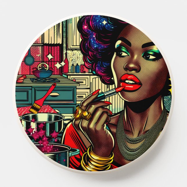 Beautiful Woman Putting on Lipstick PopSocket (Popsocket)