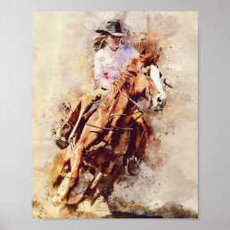 beautiful woman riding horse poster