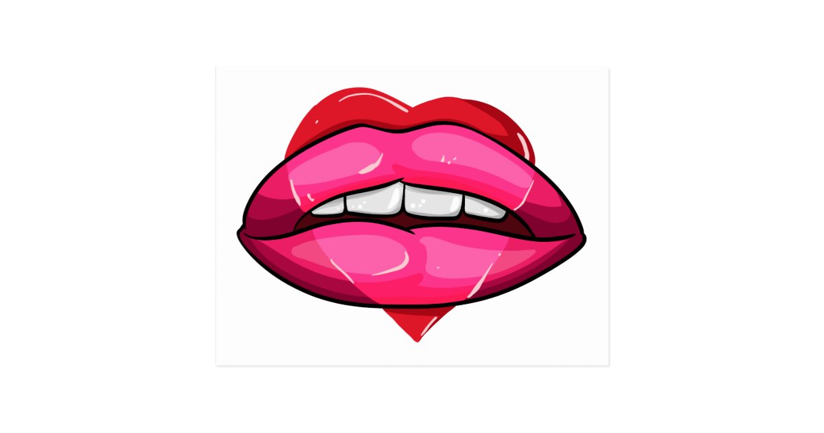 Beautiful Woman Y Lips Makeup With Heart Postcard Zazzle Com Beautiful Woman Y Lips Makeup With