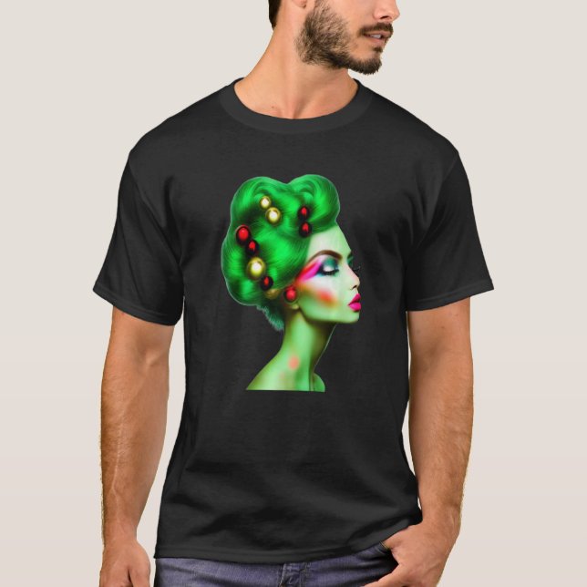 Beautiful Woman Silhouette Fancy Xmas Decoration H T-Shirt (Front)