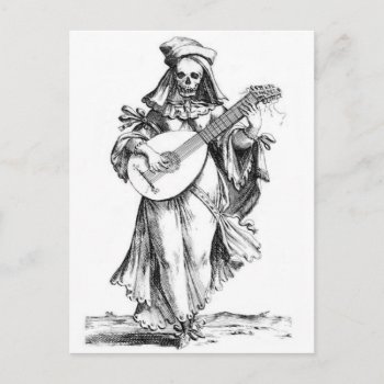 Beautiful Woman Skeleton Songstress Postcard by SpookyThings at Zazzle