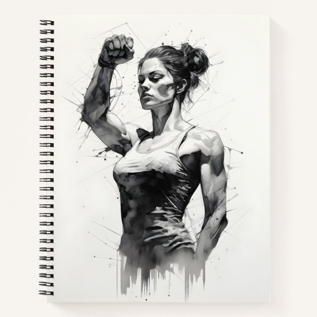 Beautiful Woman Sketch Of Female Bodybuilder  Notebook (Front)