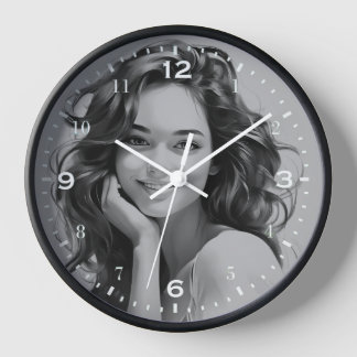 Beautiful Woman Sketch Pencil Wall Clock