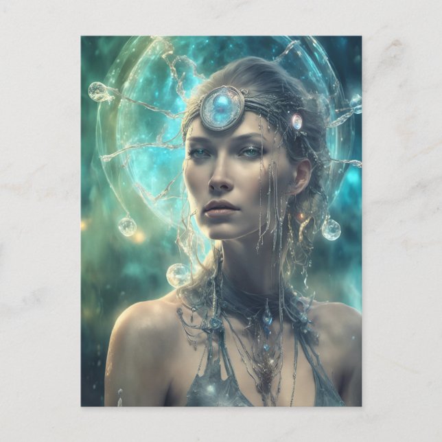 Beautiful Woman Space Alien Scifi Postcard (Front)