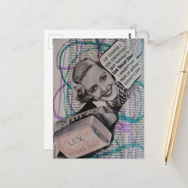 Beautiful Woman Toilet Soap Collage Postcard (Front/Back In Situ)