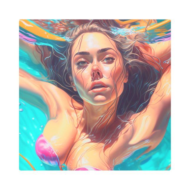 Beautiful Woman Under Water AI Art (Front)