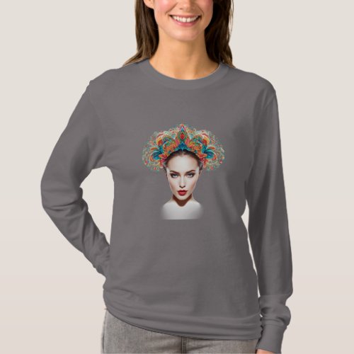 Beautiful Woman Unique Color Art T_Shirt Design
