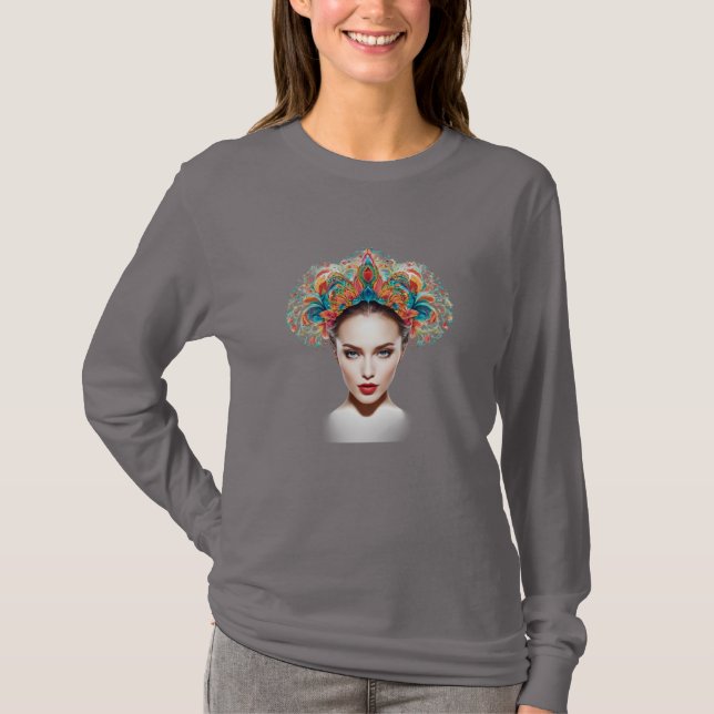 Beautiful Woman Unique Color Art T-Shirt Design (Front)