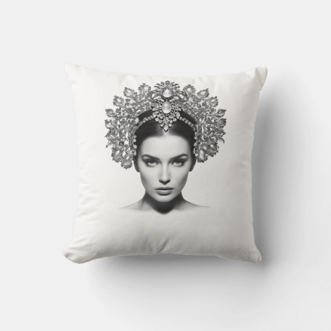 Beautiful Woman Unique Color Art T-Shirt Throw Pillow (Front)