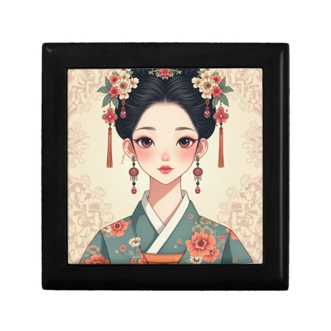 Beautiful woman wearing hanbok gift box (Front)