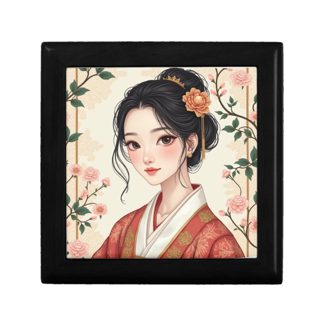 Beautiful woman wearing hanbok gift box (Front)