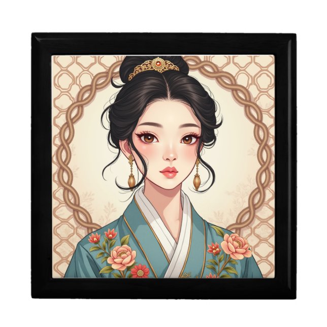 Beautiful woman wearing hanbok gift box (Front)