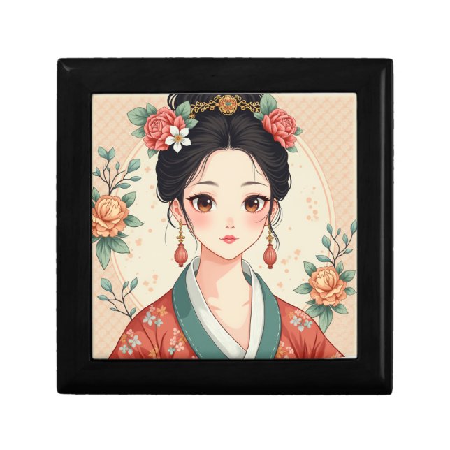 Beautiful woman wearing hanbok gift box (Front)