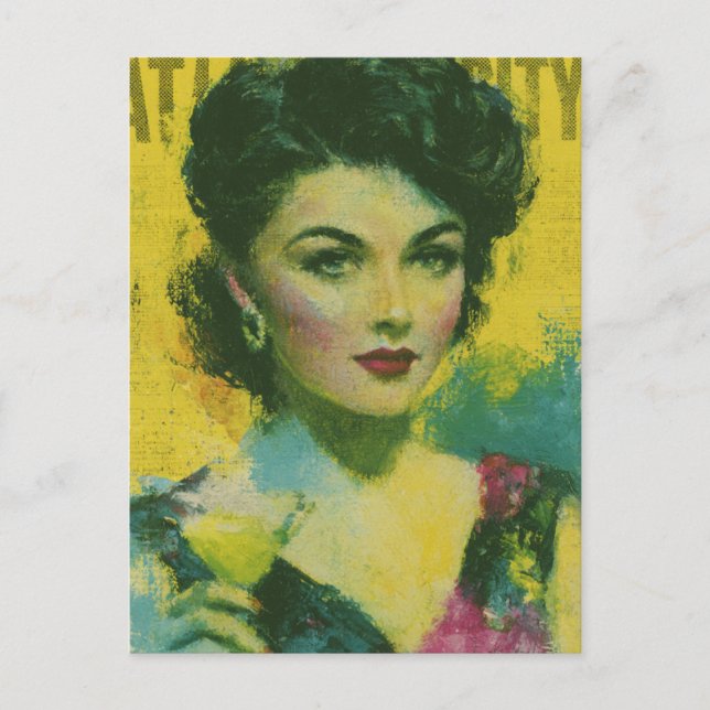 Beautiful Woman With a Drink Postcard (Front)