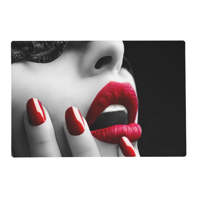 Beautiful Woman With Black Lace Mask Placemat (Front)