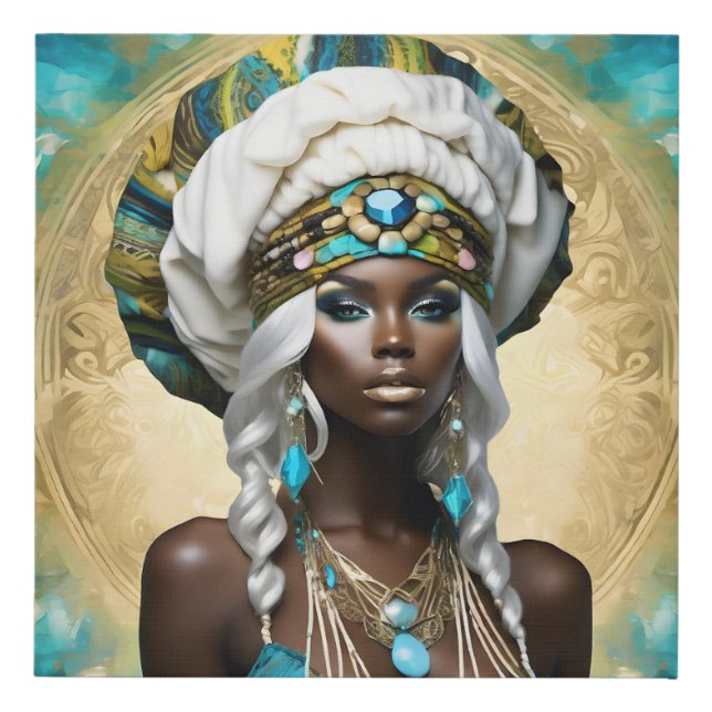 Beautiful Woman with Dark Skin Faux Canvas Print (Front)