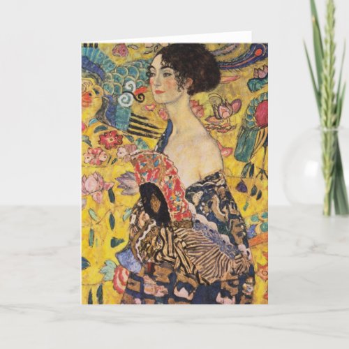 Beautiful Woman with Fan by Klimt Card
