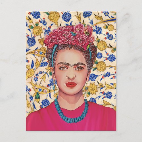 Beautiful woman with flowers postcard