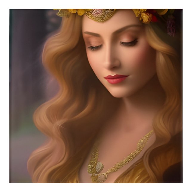 Beautiful Woman With Long Hair Acrylic Print (Front)