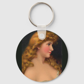 beautiful woman with long hair keychain