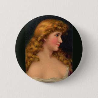 beautiful woman with long hair pinback button