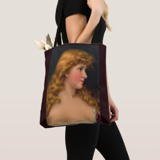 beautiful woman with long hair tote bag