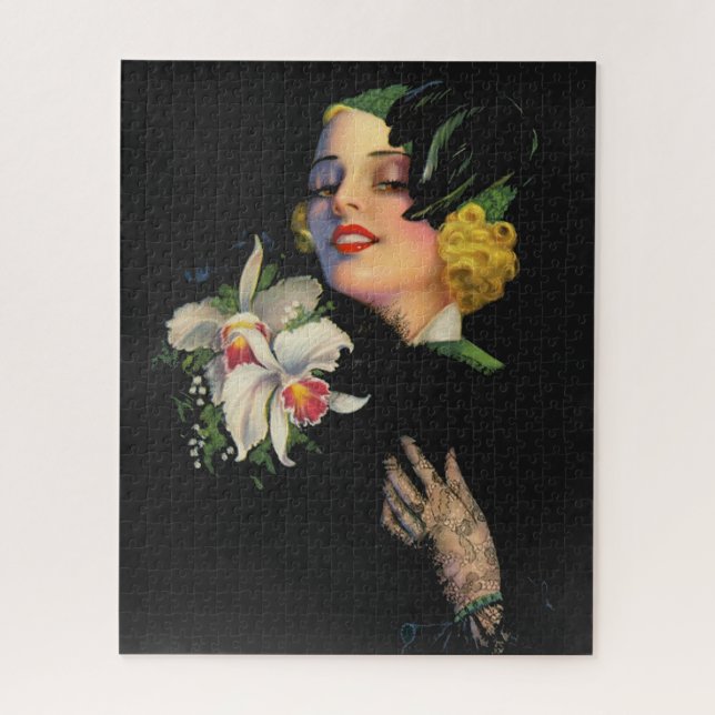 beautiful woman with orchids jigsaw puzzle (Vertical)