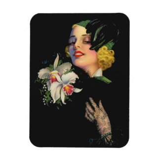 beautiful woman with orchids magnet