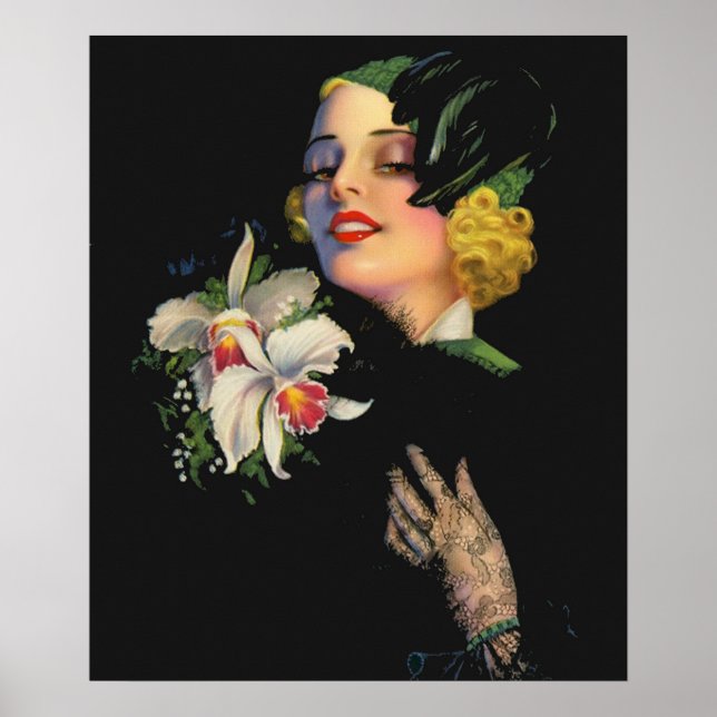 beautiful woman with orchids poster (Front)