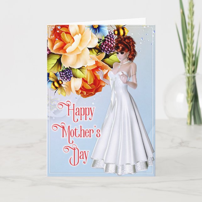 Beautiful Woman with Peonies - Mother's Day Card (Front)