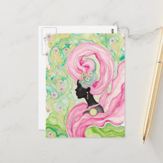 Beautiful Woman With Pink Hair Postcard