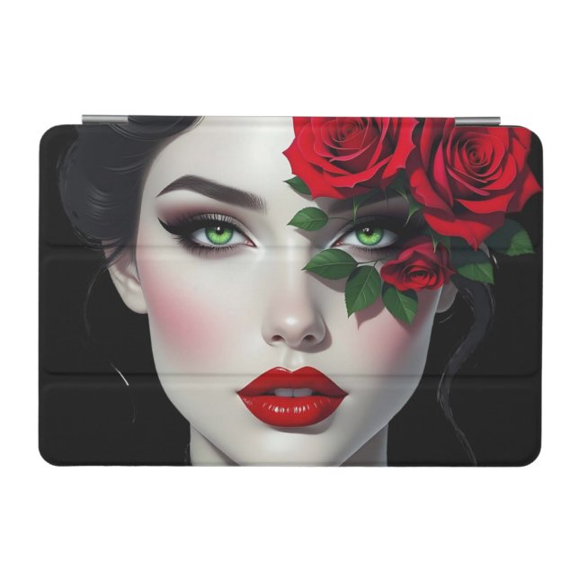 Beautiful Woman with Red Rose iPad Mini Cover (Horizontal)