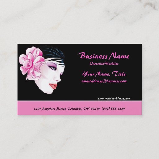 Customizable Beautiful Woman with Striking Flower Business Card