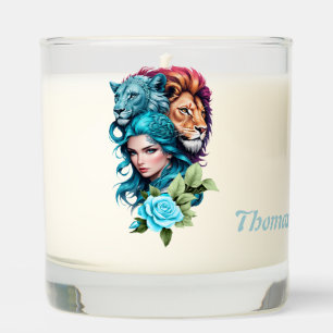 Beautiful woman's head with expressive eyes  scented candle